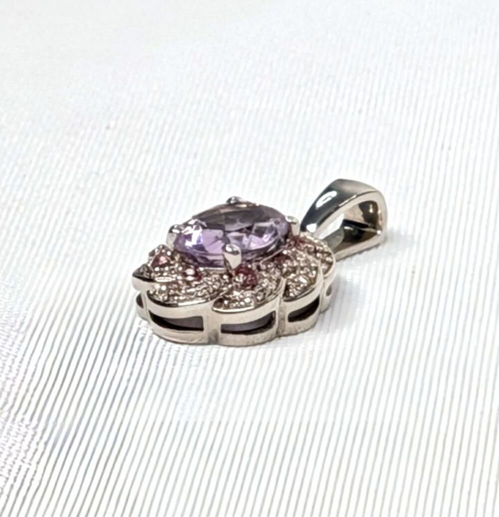 Orchid Amethyst, Pink Tourmaline & White Zircon Pendant in Sterling Silver